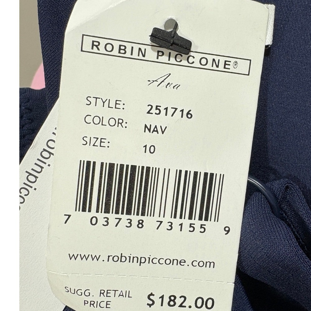 Robin Piccone Ava Knotted One Piece Swimsuit Navy Blue 251716 Size 10 M - Picture 3 of 7